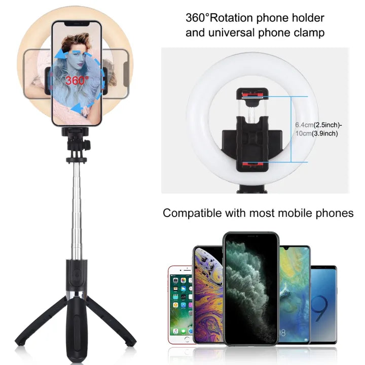 Vlogging Selfie Light Bluetooth Selfie Stick Tripod Mount
