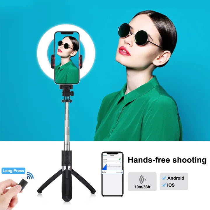 Vlogging Selfie Light Bluetooth Selfie Stick Tripod Mount