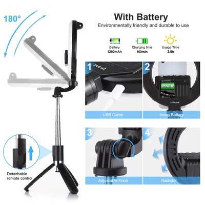 Vlogging Selfie Light Bluetooth Selfie Stick Tripod Mount